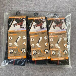 3-Pack Ice Hockey Knee Length L1 Compressed Shaft with Quick Dry Black